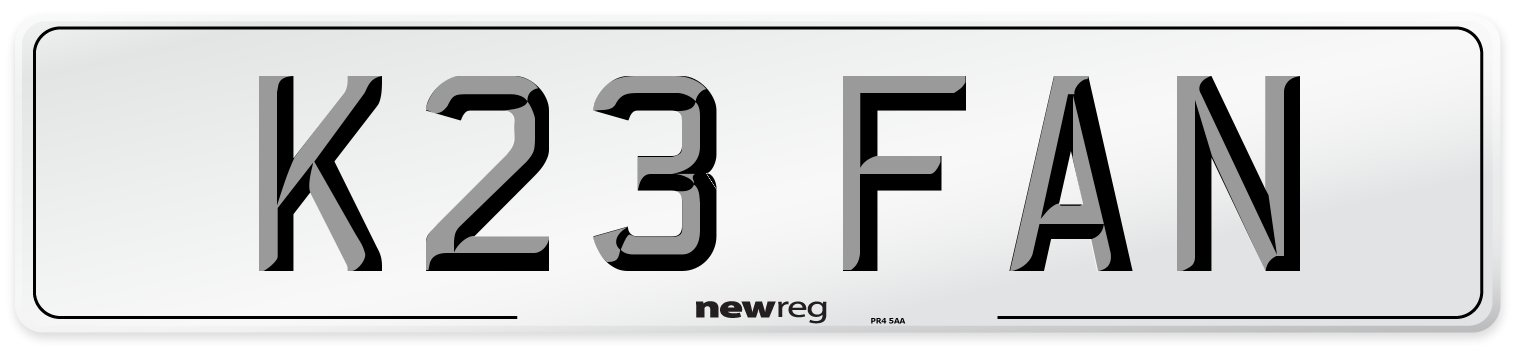 K23 FAN Number Plate from New Reg
